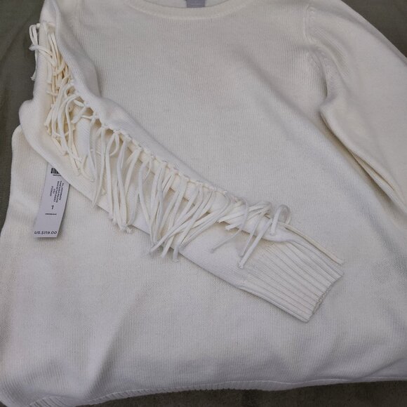 NWT Chico's Fringe Sleeve Pullover Sweater - Picture 1 of 1